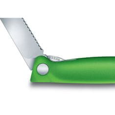 Victorinox Skládací svačinový nůž Swiss Classic, zelený, vlnkované ostří