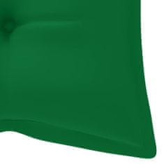 Greatstore Houpačka se zelenou poduškou 170 cm masivní teak