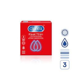 Pasante Durex Feel Thin Extra Lubricated (3ks), tenké kondomy