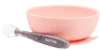 Set jídelní silikonový 2 ks miska a lžička růžový bez BPA