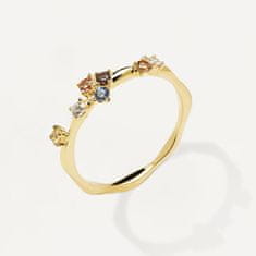 PDPAOLA Půvabný pozlacený prsten se zirkony FIVE Gold AN01-210 (Obvod 52 mm)