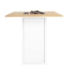 COSI Stůl s plynovým ohništěm COSI- typ Cosiloft barový stůl bílý rám / deska teak
