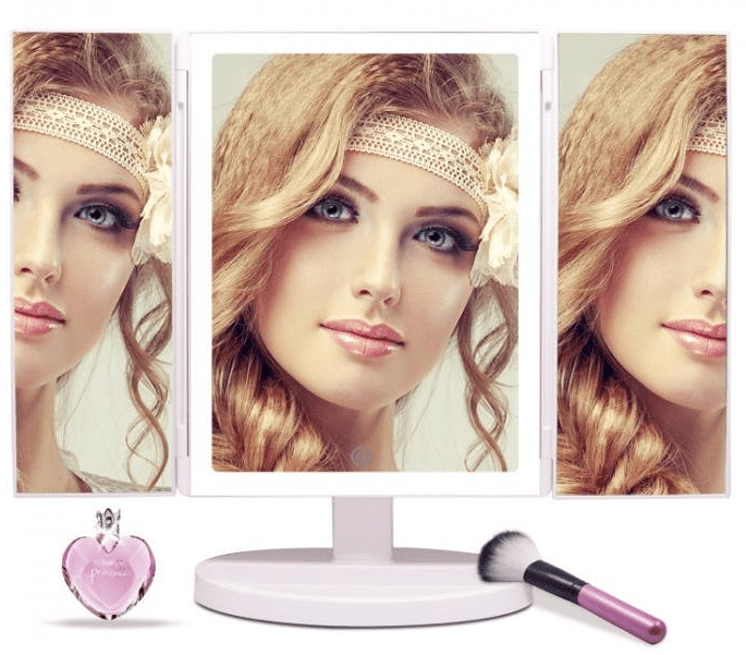 iQ-Tech iMirror 3D Fascinate, kosmetické Make-Up zrcátko třípanelové LED Line bílá