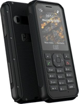 CAT B40 odolný tlačítkový telefon vodotěsný prachuvzdorný odolný proti nárazu krytí IP69 dlouhá výdrž baterie Dual SIM paměťová karta výkonná svítilna LTE Bluetooth 5.0 rozustní kontrukce vojenský standard Mil-STD-810H antibakteriální povrchová úprava