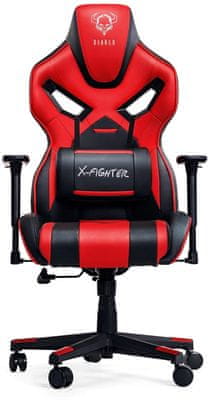 Diablo-Chairs X-Fighter, černá/červená (5902560333251) herní ergonomické křeslo 3D nastavitelné područky pogumovaná kolečka