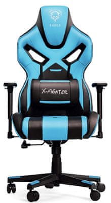 Diablo-Chairs X-Fighter, černá/modrá (5902560333244) herní ergonomické křeslo 3D nastavitelné područky pogumovaná kolečka