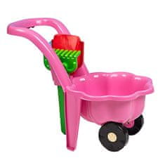 BAYO Dětské zahradní kolečko s lopatkou a hráběmi Sedmikráska růžové