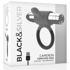 BLACK&SILVER Black and Silver CAMERON (Silver Edition), vibrační kroužek na penis 3,5 cm