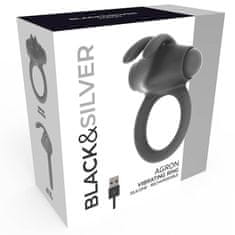 BLACK&SILVER Black and Silver AGRON Cock Ring erekční vibrační kroužek nabíjecí 3,5 cm