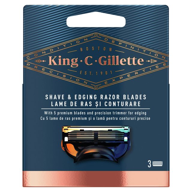 Levně Gillette King C. holicí hlavice pro holení a tvarování x3