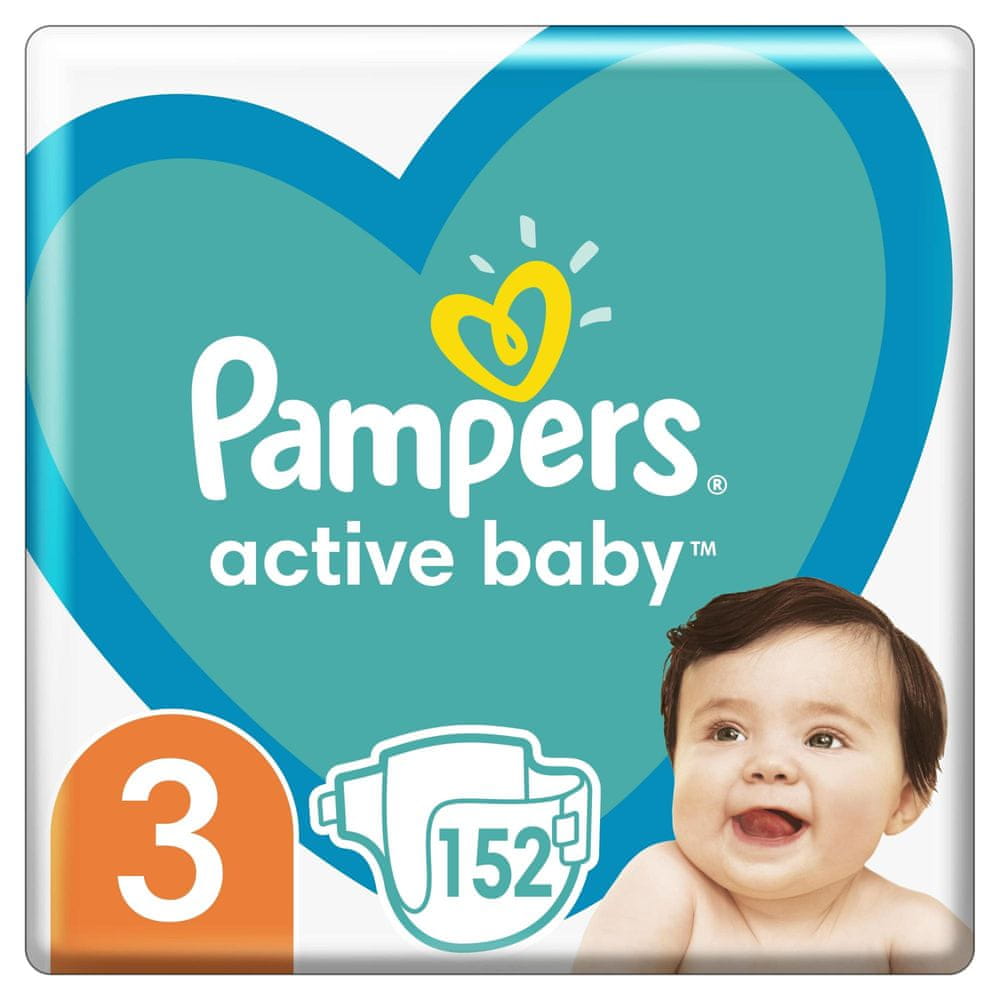 Levně Pampers Active Baby Plenky Velikost 3, 152 Plenek, 6–10 kg