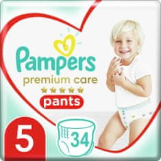 Pampers Plenkové kalhotky Premium Care Pants 5 (12-17 kg) Junior 34 ks