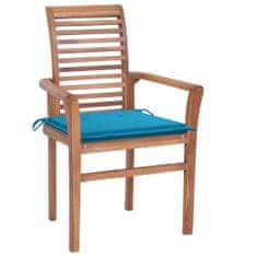 Greatstore Jídelní židle 2 ks modré podušky masivní teak
