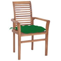 Greatstore Jídelní židle 2 ks zelené podušky masivní teak