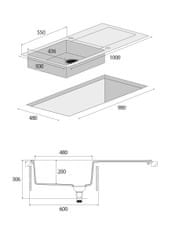 Concept Granitový dřez s odkapem DG15L60dg Linea TMAVĚ ŠEDÝ