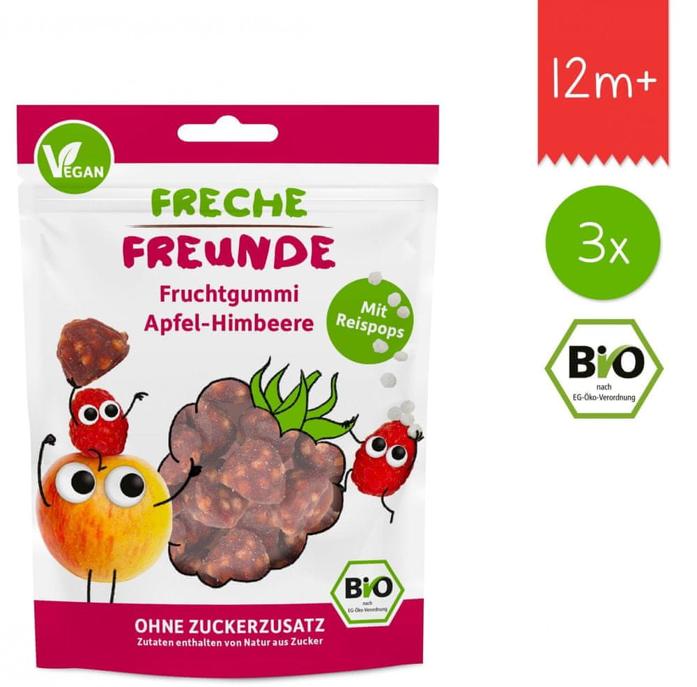 Levně Freche Freunde BIO Ovocné želé - Jablko, malina, rýžové kuličky 3x 30g