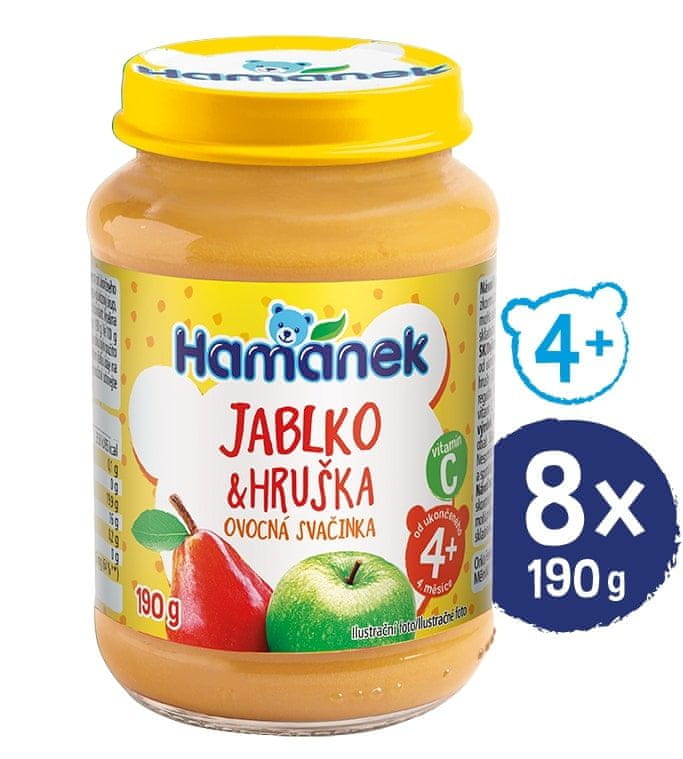 Levně Hamánek Hruška jablko 8x 190 g