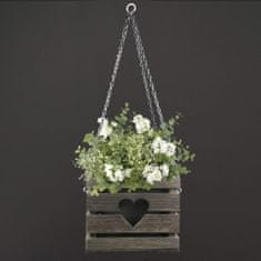 AMADEA Dřevěný závěsný obal s květináčem se srdcem tmavý, 27x27x21 cm, český výrobek