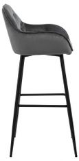 Design Scandinavia Barové židle Brooke (SET 2ks), tkanina, tmavě šedá