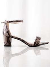 Amiatex Designové dámské sandály se zvířecím motivem na širokém podpatku, zvířecí motivy, 37