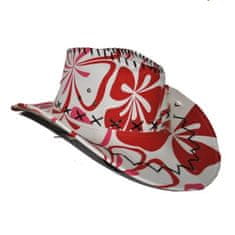 funny fashion Kovbojský klobouk květinový červenobílý
