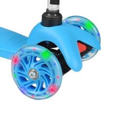 Koloběžka tříkolová MAXI SCOOTER se svítícími kolečky, modrá H-025-MO