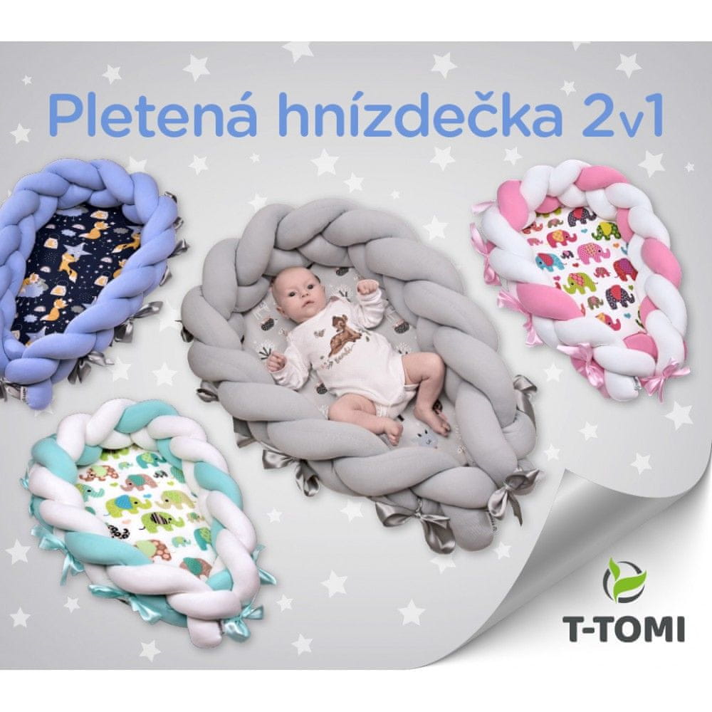 Levně T-Tomi Pletené hnízdečko 2v1, blue bears