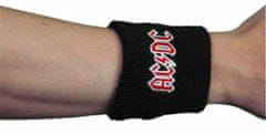 CurePink Potítko AC/DC: Red Logo (šířka 8 cm, obvod 18 cm)