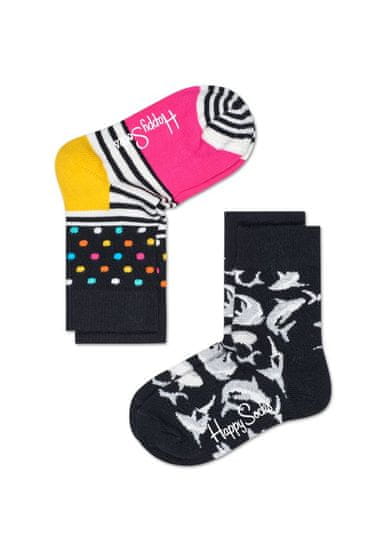 Happy Socks Dětské barevné ponožky Happy Socks, dva páry – Stripe Dot a Dolphin - 0-12M