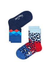 Happy Socks Dětské barevné ponožky Happy Socks, dva páry – Argyle a Leopard - 12-24M