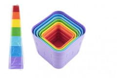 Teddies Kubus pyramida skládanka plast hranatá barevná 12m+