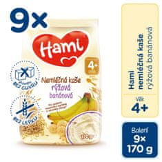 Hami nemléčná kaše rýžová banánová 9x 170g, 4+