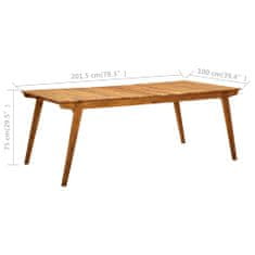 Greatstore Zahradní stůl 201,5 x 100 x 75 cm masivní akáciové dřevo