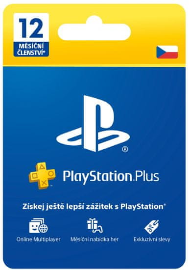 Sony PlayStation Plus 12 měsíců – Dárková karta, CZ (PS719807346)
