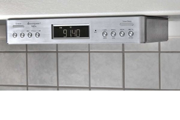 moderní radiopřijímač soundmaster UR2045SI do kuchyně dab fm tuner 20 předvoleb rds rádio skvělý zvuk montážní sada v balení hodiny časovač kuchyňský budík se 2 alarmy buzení tónem nebo rozhlasem