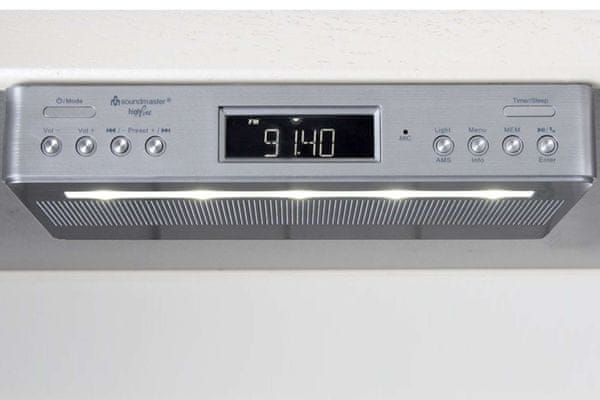  moderní radiopřijímač soundmaster UR2045SI do kuchyně dab fm tuner 20 předvoleb rds rádio skvělý zvuk montážní sada v balení hodiny časovač kuchyňský budík se 2 alarmy buzení tónem nebo rozhlasem 