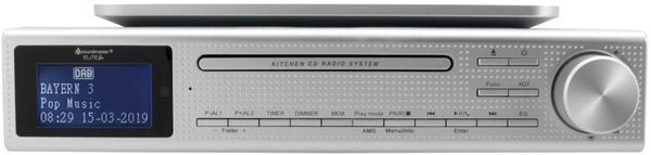 moderní radiopřijímač soundmaster UR2195SI do kuchyně dab fm tuner 60 předvoleb rds rádio skvělý zvuk montážní sada v balení hodiny časovač kuchyňský budík se 2 alarmy buzení tónem nebo rozhlasem