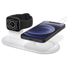 Spigen Magfit Duo držák na nabíječku Apple Watch a iPhone, bíla