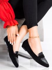 Amiatex Designové mokasíny dámské černé bez podpatku + Ponožky Gatta Calzino Strech, černé, 37