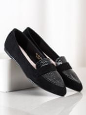 Amiatex Designové mokasíny dámské černé bez podpatku + Ponožky Gatta Calzino Strech, černé, 37