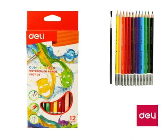 Deli stationery Pastelky DELI aquarelové 12 barev Color Emotion EC00700