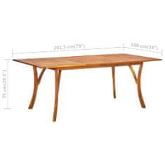 Greatstore Zahradní stůl 201,5 x 100 x 75 cm masivní akáciové dřevo