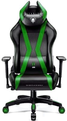 Diablo-Chairs X-Horn 2.0, černá/zelená (5902560337020) herní ergonomická židle hybridní 3D nastavitelné područky tichá kolečka