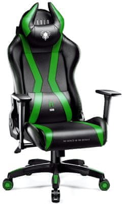 Diablo-Chairs X-Horn 2.0, černá/zelená (5902560337020) sportovní vzhled ergonomický komfort koženkové čalounění paměťová pěna