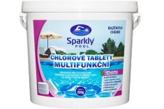 Sparkly POOL Chlorové tablety do bazénu 5v1 multifunkční 200g 5 kg