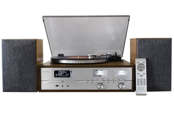 retro gramofón Soundmaster PL880 2 rýchlosti prehrávania dosiek usb bluetooth cd mechanika nahrávanie aux in vstup rca slúchadlový jack protiprachový kryt diaľkové ovládanie externé reproduktory