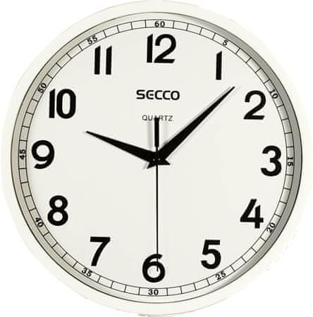Secco Nástěnné hodiny, bílá, 24,5 cm, černý číselník