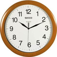 Secco Nástěnné hodiny "Sweep Second", rám - imitace dřeva, 33 cm
