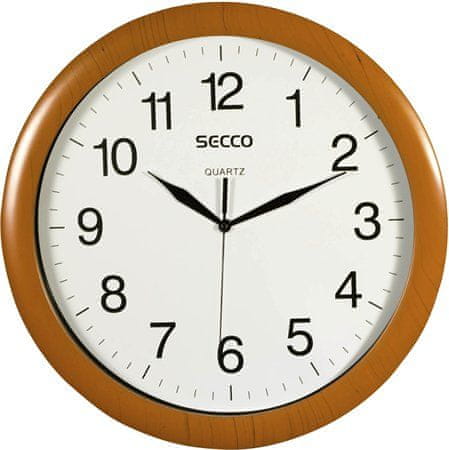 Secco Nástěnné hodiny "Sweep Second", rám - imitace dřeva, 33 cm