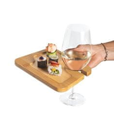 Čisté dřevo Servírovací prkénko s držákem na sklenici vína